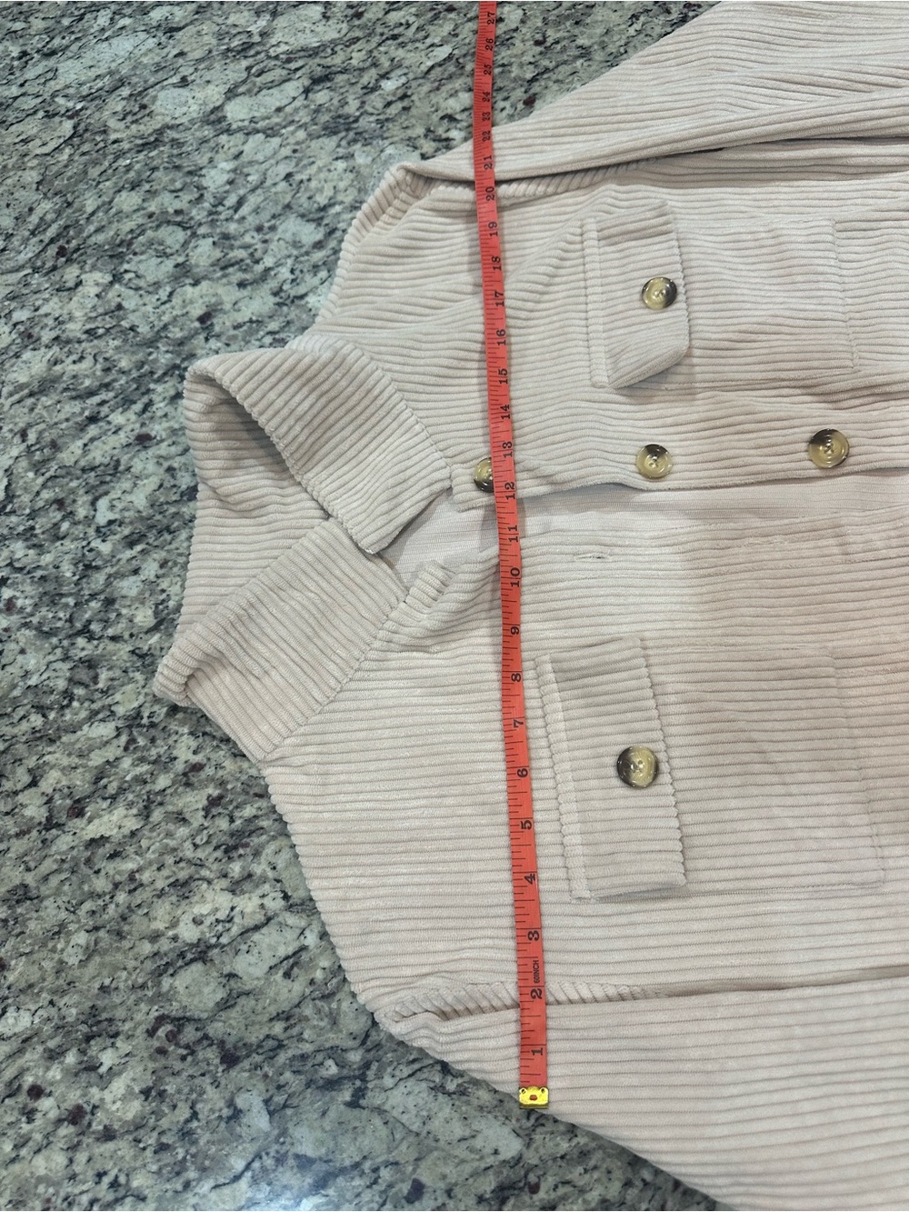 Woven Ribbed Button-Front Jacket - Cream - Picture 3 of 6